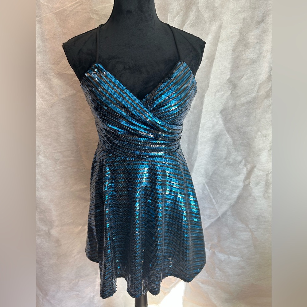 NWT. City Studio’s sapphire and black sequin mini dress. 7/8